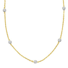 .30CT DIAMOND 14KT 2 TONE GOLD 3D CLASSIC ROUND BY THE YARD BEZEL LOVE NECKLACE