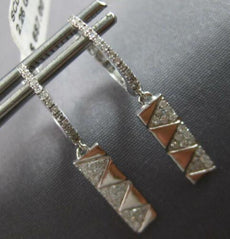 ESTATE .28CT DIAMOND 14KT WHITE GOLD GEOMTERTIC RECTANGULAR FUN HANGING EARRINGS