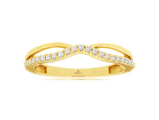 ESTATE .16CT DIAMOND 14KT YELLOW GOLD 3D ROUND V SHAPE INFINITY ANNIVERSARY RING