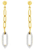 .40CT DIAMOND 14KT 2 TONE GOLD 3D ROUND OVAL LINK CLASSIC FUN HANGING EARRINGS