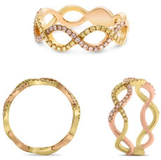 .32CT PINK & FANCY YELLOW DIAMOND 18KT YELLOW GOLD ROUND INFINITY LOVE RING