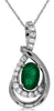 ESTATE .57CT DIAMOND & AAA EMERALD 14KT WHITE GOLD OVAL & ROUND FLOATING PENDANT