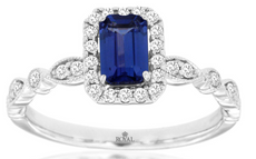 .9CT DIAMOND & AAA TANZANITE 14KT WHITE GOLD 3D EMERALD CUT HALO ENGAGEMENT RING