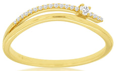 ESTATE .08CT DIAMOND 14KT YELLOW GOLD 3D CLASSIC SOLITAIRE BAR FUN RING