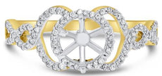 .21CT DIAMOND 14KT 2 TONE GOLD 3D ROUND 6 PRONG HALO SEMI MOUNT ENGAGEMENT RING