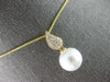 ESTATE .18CT DIAMOND & AAA SOUTH SEA PEARL 18K YELLOW GOLD LEAF FLOATING PENDANT