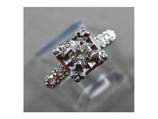 ANTIQUE .45CT DIAMOND 14KT WHITE GOLD FILIGREE FISHTAIL ENGAGEMENT RING #9103