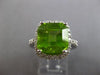 LARGE 6.66CT DIAMOND & AAA PERIDOT 14K WHITE GOLD 3D HALO SQUARE ENGAGEMENT RING