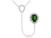 1.02CT DIAMOND & AAA RUSSALITE 14KT WHITE GOLD 3D TEAR DROP LARIAT LOVE NECKLACE