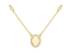 1.17CT DIAMOND 14KT YELLOW GOLD 3D OVAL & ROUND HALO BY THE YARD LOVE NECKLACE
