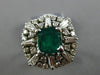 ANTIQUE LARGE 4.43CT DIAMOND & EMERALD 14KT WHTIE GOLD 3D SQUARE ENGAGEMENT RING