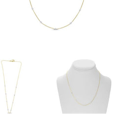 .21CT DIAMOND 14KT TWO TONE GOLD 3D ROUND BY THE YARD ADJUSTABLE LOVE NECKLACE