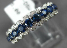 1.09CT DIAMOND & AAA SAPPHIRE 14KT WHITE GOLD 3D 3 ROW CLASSIC ANNIVERSARY RING