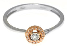 ESTATE .08CT DIAMOND 18K WHITE & ROSE GOLD HALO CRISS CROSS FRIENDSHIP LOVE RING