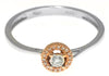 ESTATE .08CT DIAMOND 18K WHITE & ROSE GOLD HALO CRISS CROSS FRIENDSHIP LOVE RING