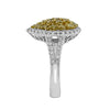 1.55CT WHITE & FANCY YELLOW DIAMOND 18KT 2 TONE GOLD CLUSTER PEAR SHAPE FUN RING