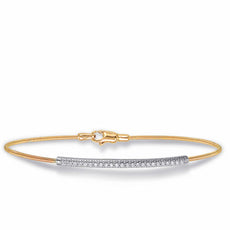 ESTATE .15CT DIAMOND 14KT 2 TONE GOLD 3D CLASSIC ROUND BAR FLEXIBLE FUN BRACELET
