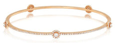 1.21CT DIAMOND 14KT ROSE GOLD 3D CLASSIC BY THE YARD FLOWER CUFF BANGLE BRACELET