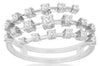 ESTATE .48CT DIAMOND 14KT WHITE GOLD 3D ROUND 3 ROW CRISS CROSS FUN LOVE RING