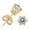 ESTATE .75CT DIAMOND 14KT YELLOW GOLD 3D CLASSIC ROUND SIX PRONG STUD EARRINGS