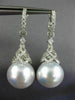 LARGE .95CT DIAMOND & SOUTH SEA PEARL 18KT WHITE GOLD FILIGREE HANGING EARRINGS