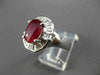 ANTIQUE LARGE 4.45CT DIAMOND & AAA RUBY 14K WHITE GOLD OVAL FILIGREE RING #23703