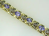 3.78CT DIAMOND & AAA TANZANITE 14KT YELLOW GOLD OVAL SQUARE LINK TENNIS BRACELET