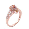 .59CT WHITE PINK & FANCY YELLOW DIAMOND 18K ROSE GOLD PEAR SHAPE ENGAGEMENT RING