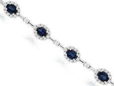 4.05CT DIAMOND & AAA SAPPHIRE 14KT WHITE GOLD OVAL & ROUND BY THE YARD BRACELET
