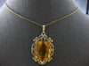 LARGE 12.0CT AAA CITRINE 14KT YELLOW GOLD CUSHION OPEN FILIGREE FLOATING PENDANT