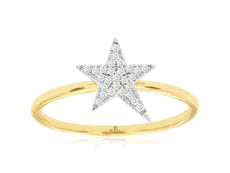 ESTATE .07CT DIAMOND 14KT WHITE AND YELLOW GOLD CLASSIC ROUND PAVE STAR FUN RING