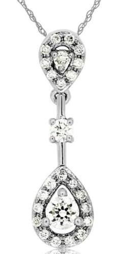 .24CT DIAMOND 14K WHITE GOLD 3D ROUND TEAR DROP BY THE YARD FUN FLOATING PENDANT