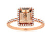 1.60CT DIAMOND & AAA MORGANITE 14K ROSE GOLD EMERALD CUT & ROUND ENGAGEMENT RING