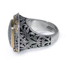 LARGE .70CT DIAMOND 18K YELLOW GOLD & 925 SILVER PAVE SQUARE FLORAL ETOILE RING