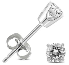 ESTATE .40CT DIAMOND 14KT WHITE GOLD 3D CLASSIC ROUND SOLITAIRE STUD EARRINGS