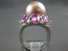5.28CT DIAMOND & AAA PINK SAPPHIRE & PINK SOUTH SEA PEARL 18K WHITE GOLD 3D RING