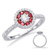 .65CT DIAMOND & AAA RUBY 14KT WHITE GOLD 3D CLASSIC FLOWER CIRCULAR LOVE RING