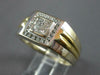 LARGE .82CT DIAMOND 14KT 2 TONE GOLD ROUND & PRINCESS INVISIBLE SQUARE MENS RING