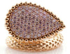 EXTRA LARGE .88CT PINK DIAMOND 18K ROSE GOLD PEAR SHAPE HAMMERED LOOK SNAKE RING