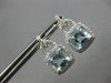 2.02CT DIAMOND AAA AQUAMARINE 14KT WHITE GOLD CUSHION LOVE KNOT HANGING EARRINGS