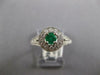 .77CT DIAMOND & AAA EMERALD 18KT WHITE GOLD ROUND HALO FILIGREE FLOWER FUN RING