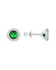 1.27CT DIAMOND & AAA TSAVORITE 14K WHITE GOLD CLASSIC HALO MARTINI STUD EARRINGS