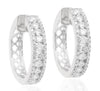 ESTATE .96CT DIAMOND 14K WHITE GOLD CLASSIC CHANNEL HOOP HUGGIE HANGING EARRINGS