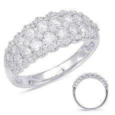 1.31CT DIAMOND 14KT WHITE GOLD 3D CLASSIC 5 ROW SEMI ETERNITY ANNIVERSARY RING