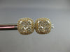ESTATE 1.29CT DIAMOND 14KT YELLOW GOLD ROUND INVISIBLE SQUARE HALO STUD EARRINGS