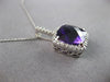 LARGE 3.67CT DIAMOND & AAA AMETHYST 14KT WHITE GOLD CUSHION & ROUND HALO PENDANT