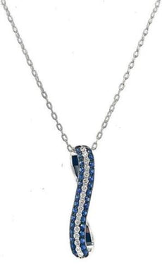 .59CT DIAMOND & AAA SAPPHIRE 18KT WHITE GOLD CRISS CROSS X LOVE FLOATING PENDANT