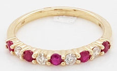 .55CT DIAMOND & AAA RUBY 14KT YELLOW GOLD 9 STONE SHARED PRONG ANNIVERSARY RING