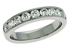 1.01CT DIAMOND 14K WHITE GOLD 3D CHANNEL FILIGREE SEMI ETERNITY ANNIVERSARY RING