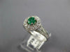 .77CT DIAMOND & AAA EMERALD 18KT WHITE GOLD ROUND HALO FILIGREE FLOWER FUN RING